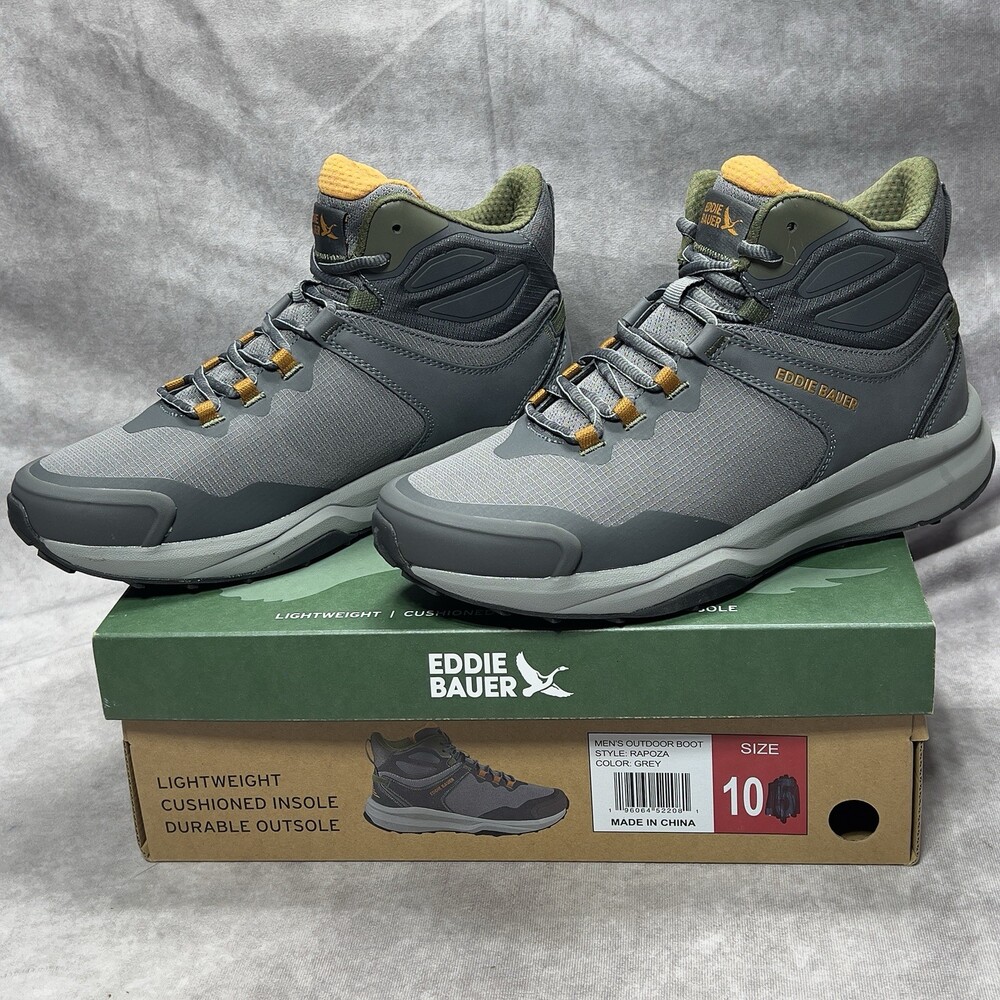 Eddie Bauer Boots Mens Size 10 Grey Rapoza Lightweight Outdoor Hiking Shoes NIB